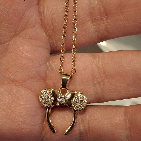 18k Gold Plated Diamond Mickey Necklace & Earring Set - Picture 5 of 7